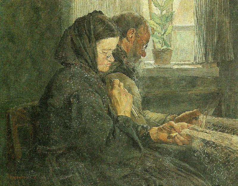 Carl Wilhelmson det gamla paret Norge oil painting art